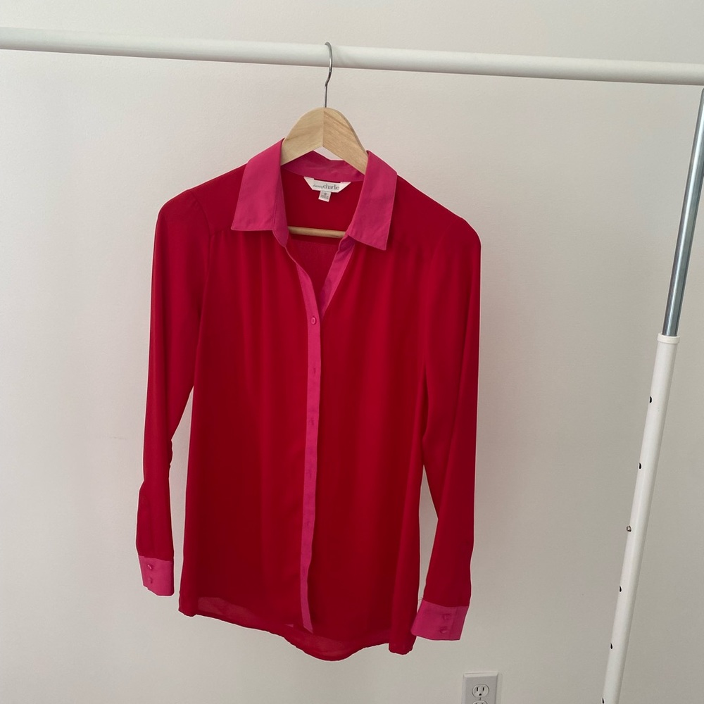 Red and pink blouse